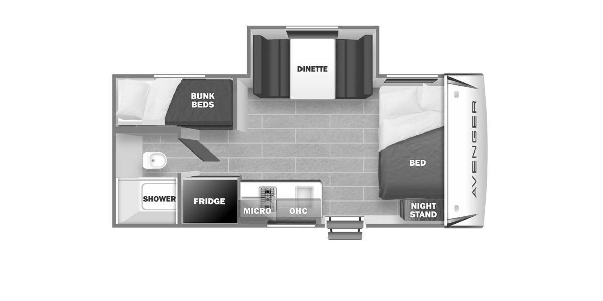 2022 Prime Time Avenger LT 17BHS Travel Trailer at Pauls Trailer and RV Center STOCK# 22A3999 Floor plan Layout Photo