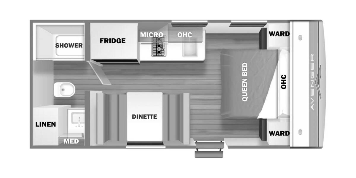 2024 Prime Time Avenger LT 16FQ Travel Trailer at Pauls Trailer and RV Center STOCK# 24A5160 Floor plan Layout Photo