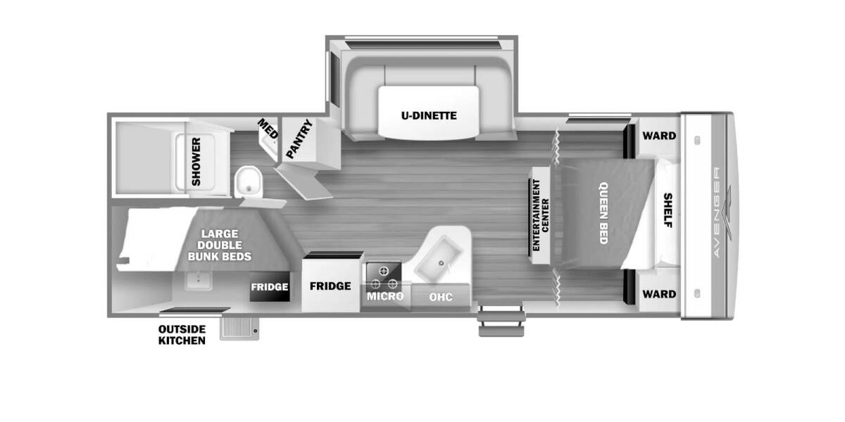 2024 Prime Time Avenger LE 24BHSLE Travel Trailer at Pauls Trailer and RV Center STOCK# 24A8090 Floor plan Layout Photo