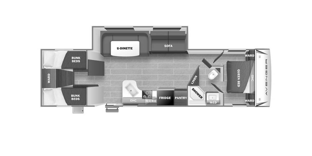 2021 Prime Time Avenger 29QBS Travel Trailer at Pauls Trailer and RV Center STOCK# 21A0040 Floor plan Layout Photo