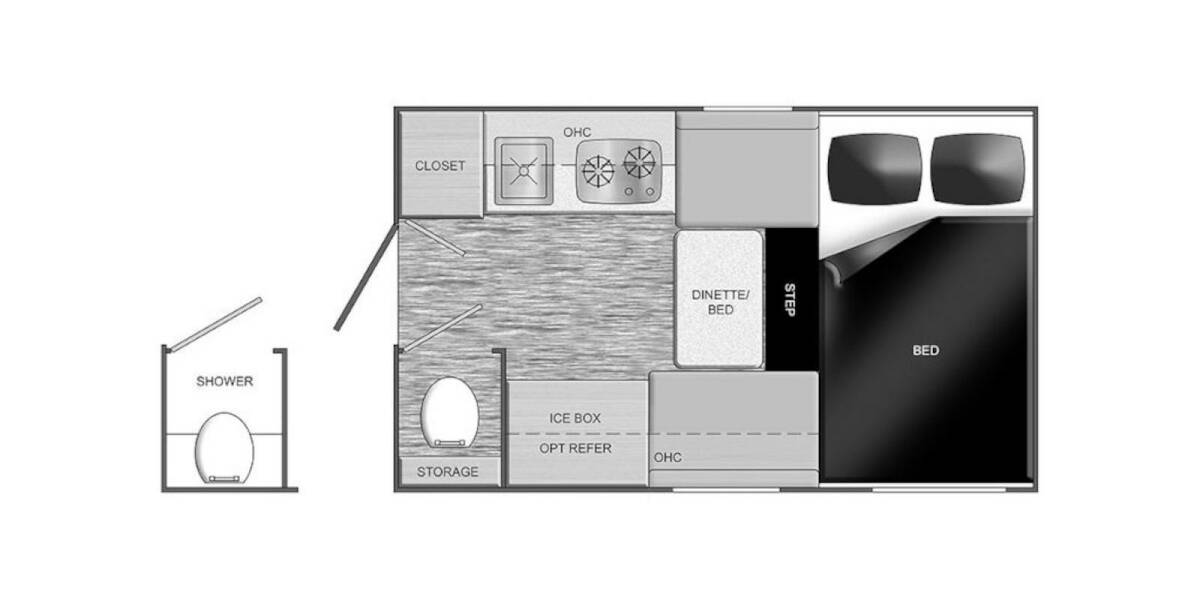 2021 Travel Lite Super Lite 770RSL Truck Camper at Pauls Trailer and RV Center STOCK# 21TL6868 Floor plan Layout Photo