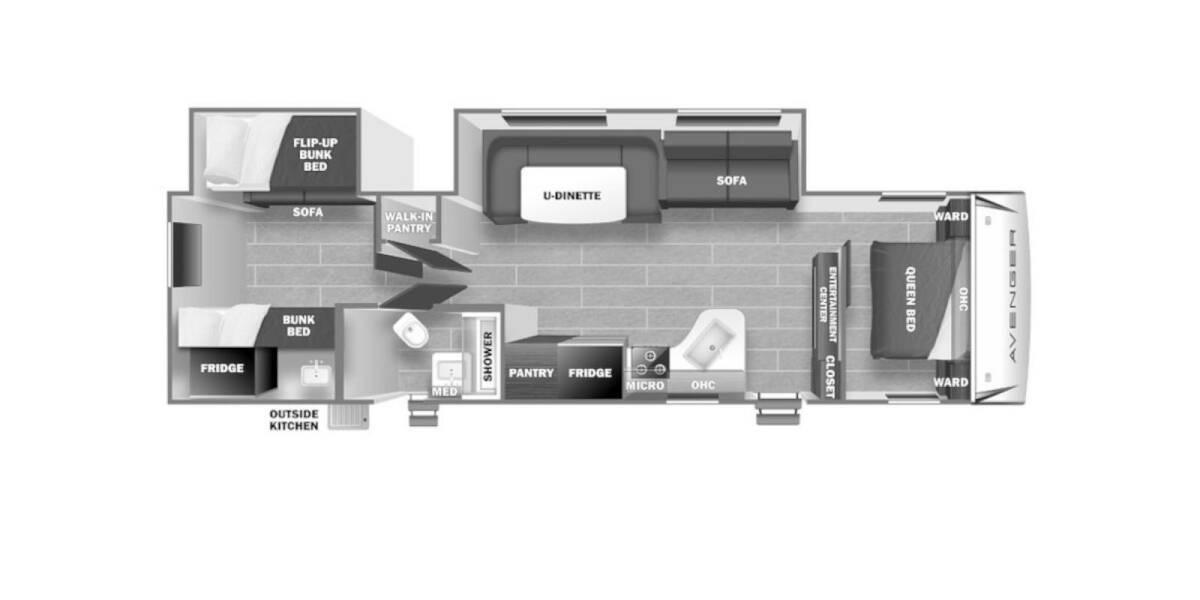 2021 Prime Time Avenger 32BHS Travel Trailer at Pauls Trailer and RV Center STOCK# 21A9726 Floor plan Layout Photo