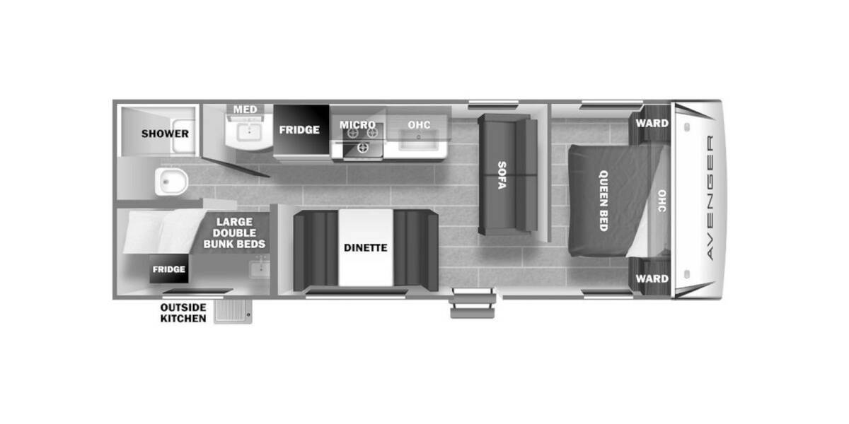 2021 Prime Time Avenger 26BK Travel Trailer at Pauls Trailer and RV Center STOCK# 21A9758 Floor plan Layout Photo