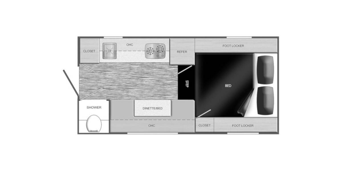 2021 Travel Lite Extended Stay 800X Truck Camper at Pauls Trailer and RV Center STOCK# 21TL7133 Floor plan Layout Photo