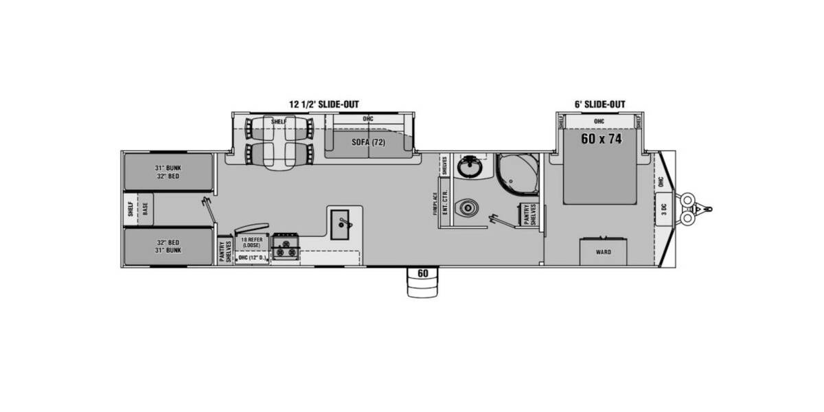 2022 Hy-Line Georgian Bay 39 BH Travel Trailer at Pauls Trailer and RV Center STOCK# 22GB3032 Floor plan Layout Photo