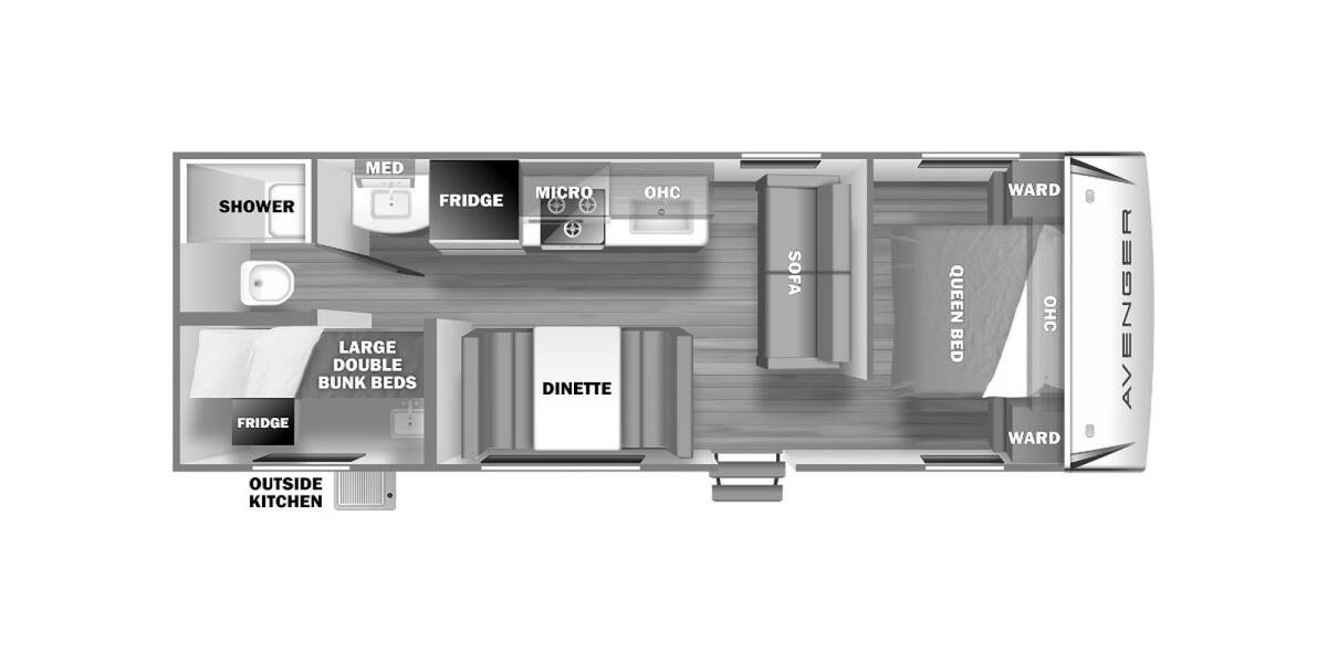 2022 Prime Time Avenger 26BK Travel Trailer at Pauls Trailer and RV Center STOCK# 22A1487 Floor plan Layout Photo