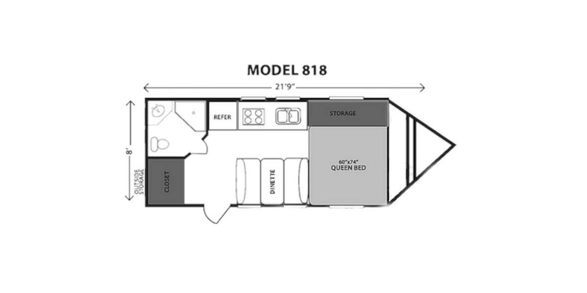 2022 Old School Trailers 818 Travel Trailer at Pauls Trailer and RV Center STOCK# 22S0103 Floor plan Layout Photo