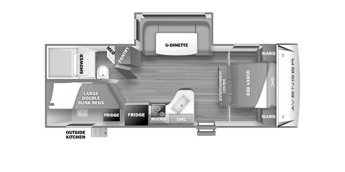2022 Prime Time Avenger 24BHS Travel Trailer at Pauls Trailer and RV Center STOCK# 22A1711 Floor plan Layout Photo