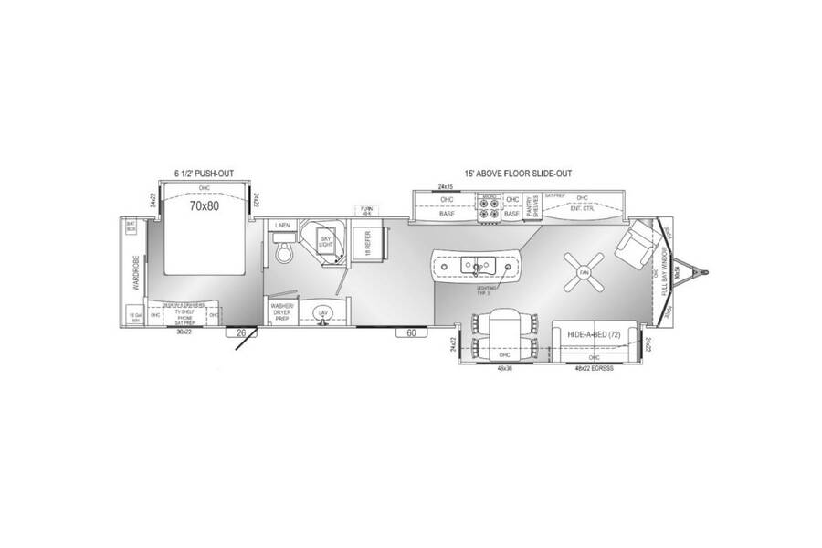 2022 Hy-Line 42 IK LOFT  at Pauls Trailer and RV Center STOCK# 22GB2982 Floor plan Layout Photo