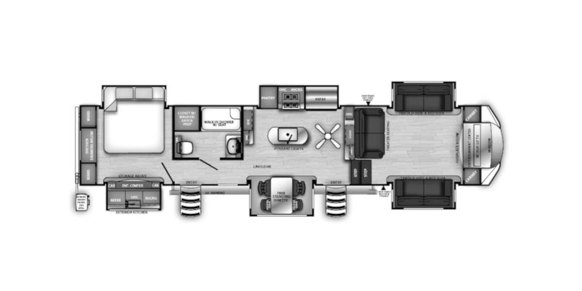 2020 Sandpiper 379FLOK Fifth Wheel at Pauls Trailer and RV Center STOCK# U20SP9440 Floor plan Layout Photo