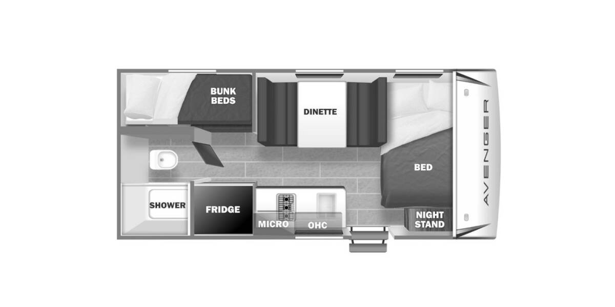 2022 Prime Time Avenger LT 16BH Travel Trailer at Pauls Trailer and RV Center STOCK# 22A2947 Floor plan Layout Photo