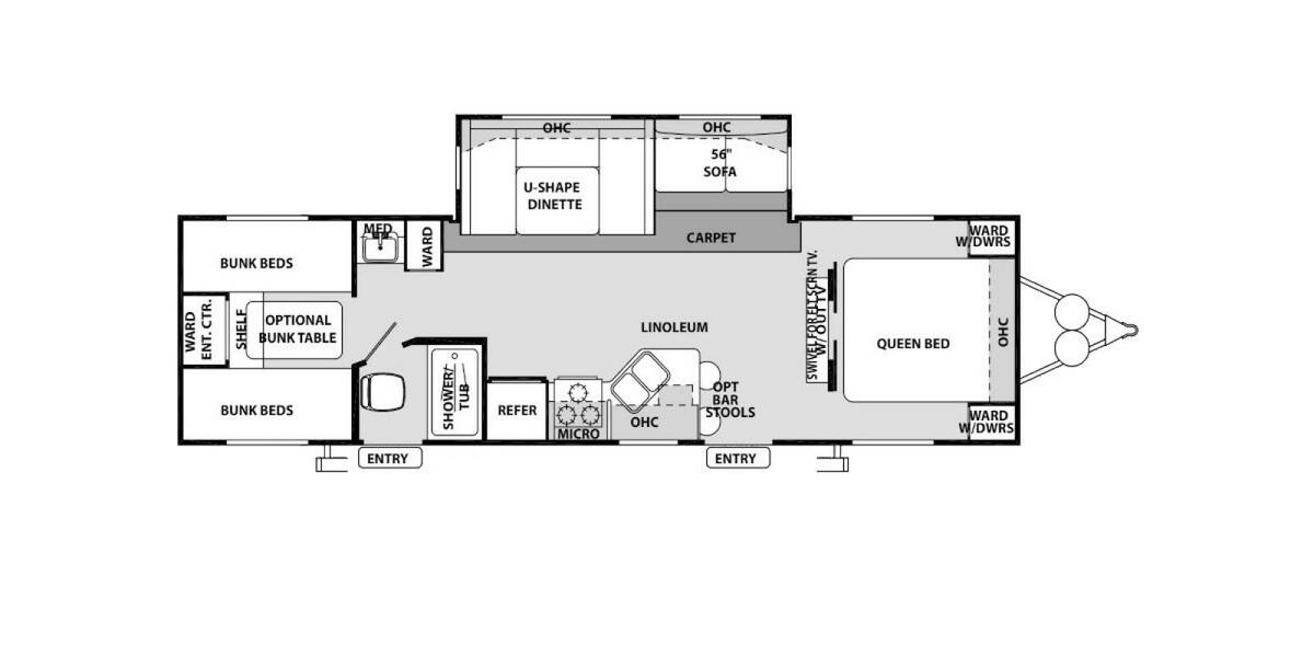 2009 Wildwood LE 29QBSS Travel Trailer at Pauls Trailer and RV Center STOCK# U09W3694 Floor plan Layout Photo
