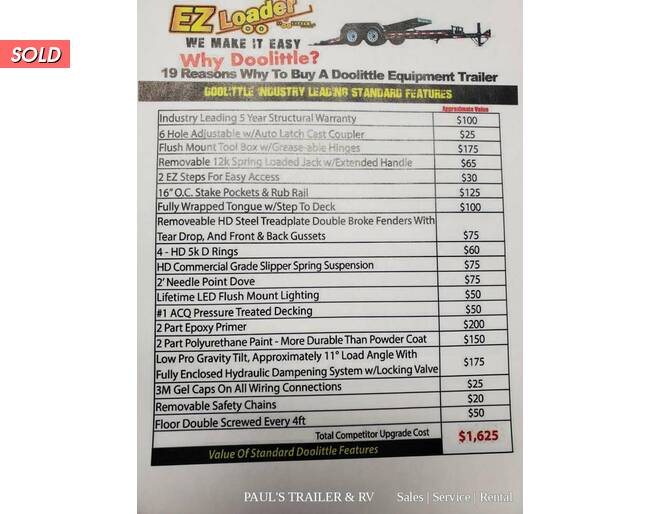 2022 Doolittle Trailer Mf  EZ LOADER GT Equipment BP at Pauls Trailer and RV Center STOCK# 22D7635 Photo 13