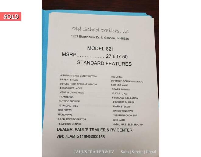 2022 Old School Trailers 821 Travel Trailer at Pauls Trailer and RV Center STOCK# 22OS0158 Photo 9