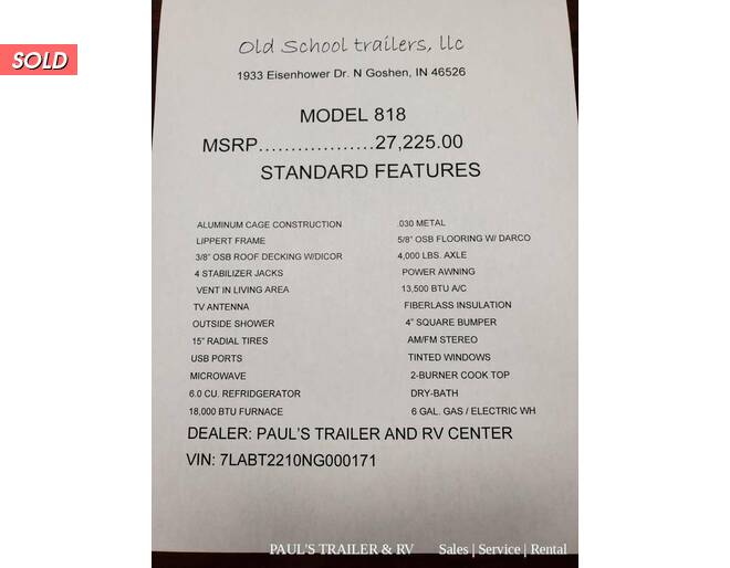2022 Old School Trailers 818 Travel Trailer at Pauls Trailer and RV Center STOCK# 22OS0171 Photo 18