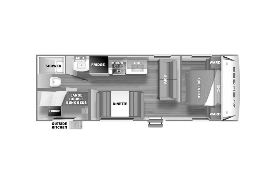 2022 Prime Time Avenger 26BK Travel Trailer at Pauls Trailer and RV Center STOCK# 22A4715 Floor plan Layout Photo