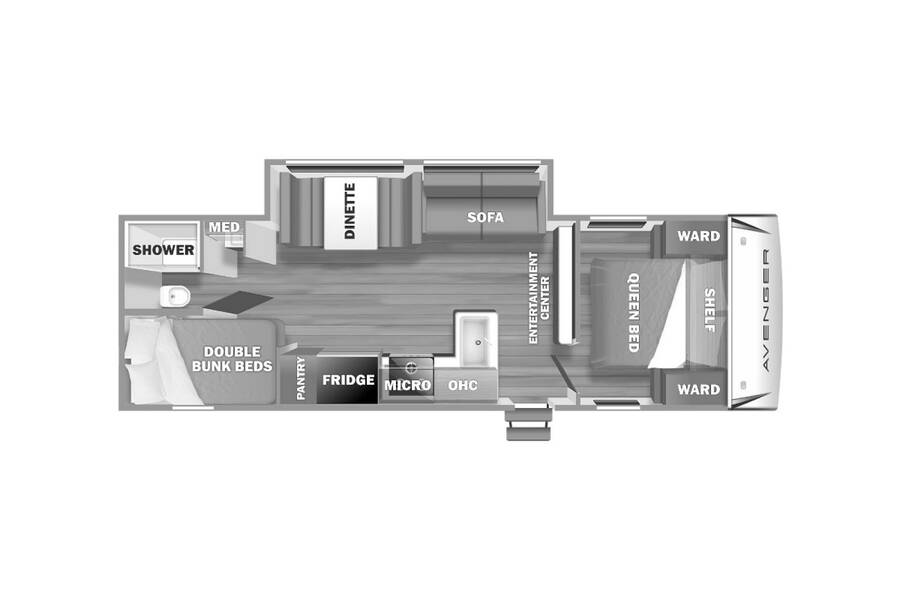2022 Prime Time Avenger LE 26DBSLE Travel Trailer at Pauls Trailer and RV Center STOCK# 22A4578 Floor plan Layout Photo