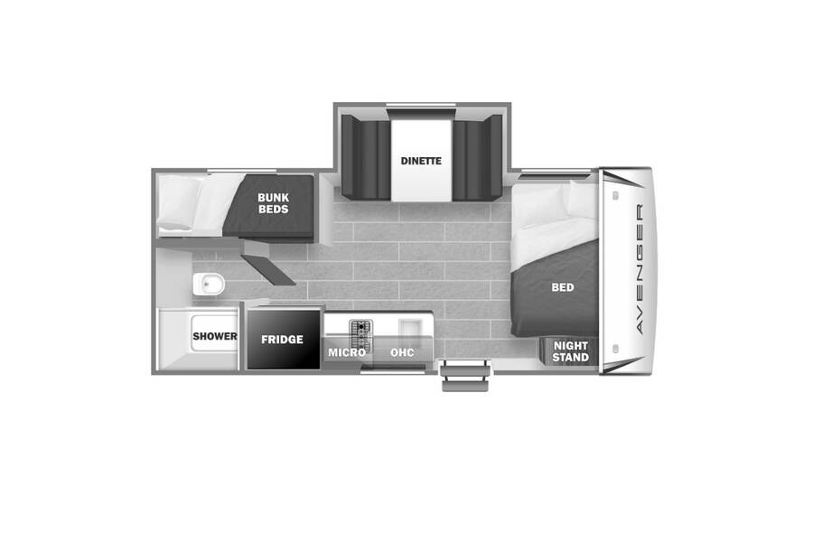 2022 Prime Time Avenger LT 17BHS Travel Trailer at Pauls Trailer and RV Center STOCK# 22A4067 Floor plan Layout Photo