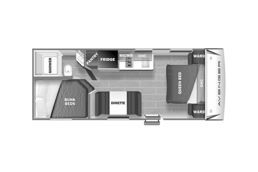 2022 Prime Time Avenger LT 22BH Travel Trailer at Pauls Trailer and RV Center STOCK# 22A4270 Floor plan Layout Photo