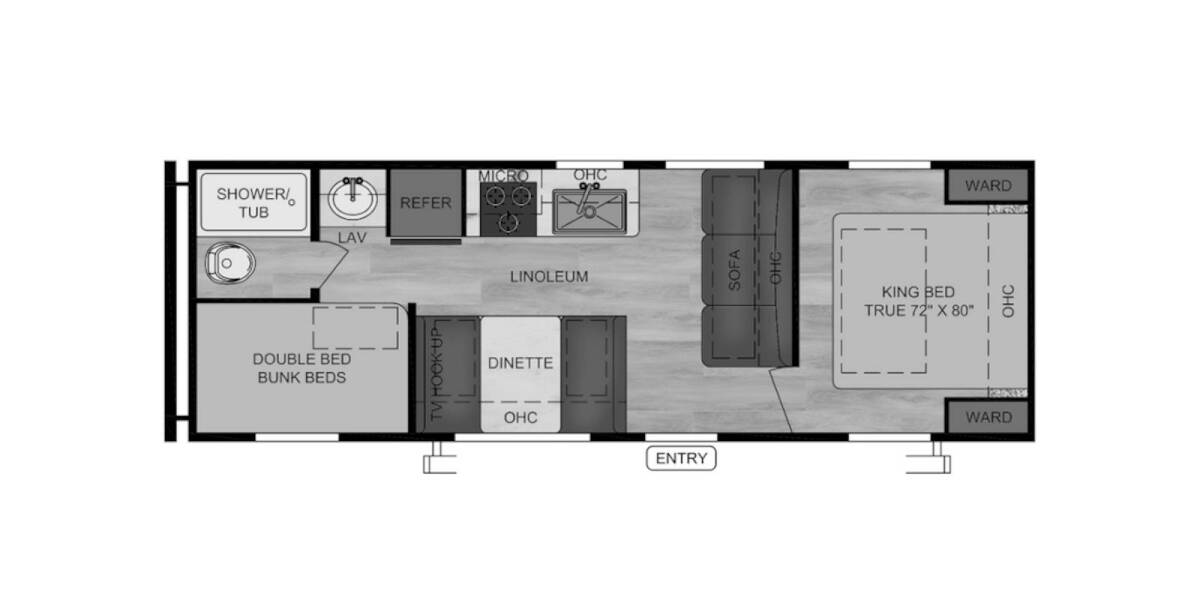 2020 East to West Della Terra 27KNS Travel Trailer at Pauls Trailer and RV Center STOCK# U20EW1601 Floor plan Layout Photo