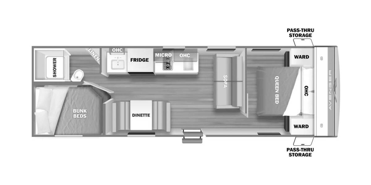 2024 Prime Time Avenger LT 25BH Travel Trailer at Pauls Trailer and RV Center STOCK# 24A4946 Floor plan Layout Photo