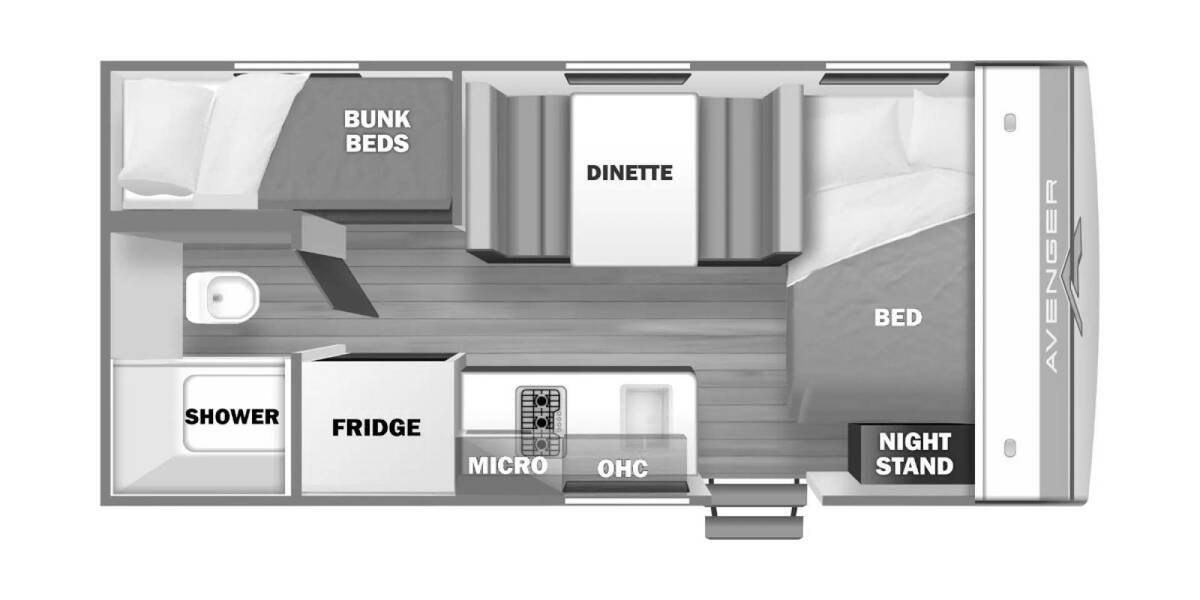 2024 Prime Time Avenger LT 16BH Travel Trailer at Pauls Trailer and RV Center STOCK# 24A5245 Floor plan Layout Photo